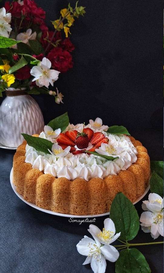 عکس کیک شیفون پنبه ای
