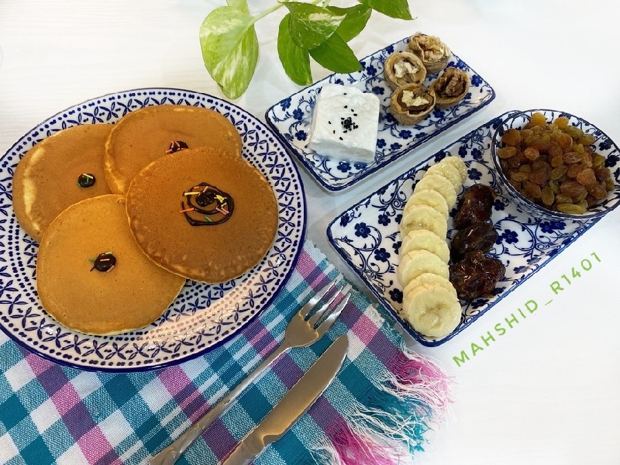 عکس پنکیک و پنیر خانگی