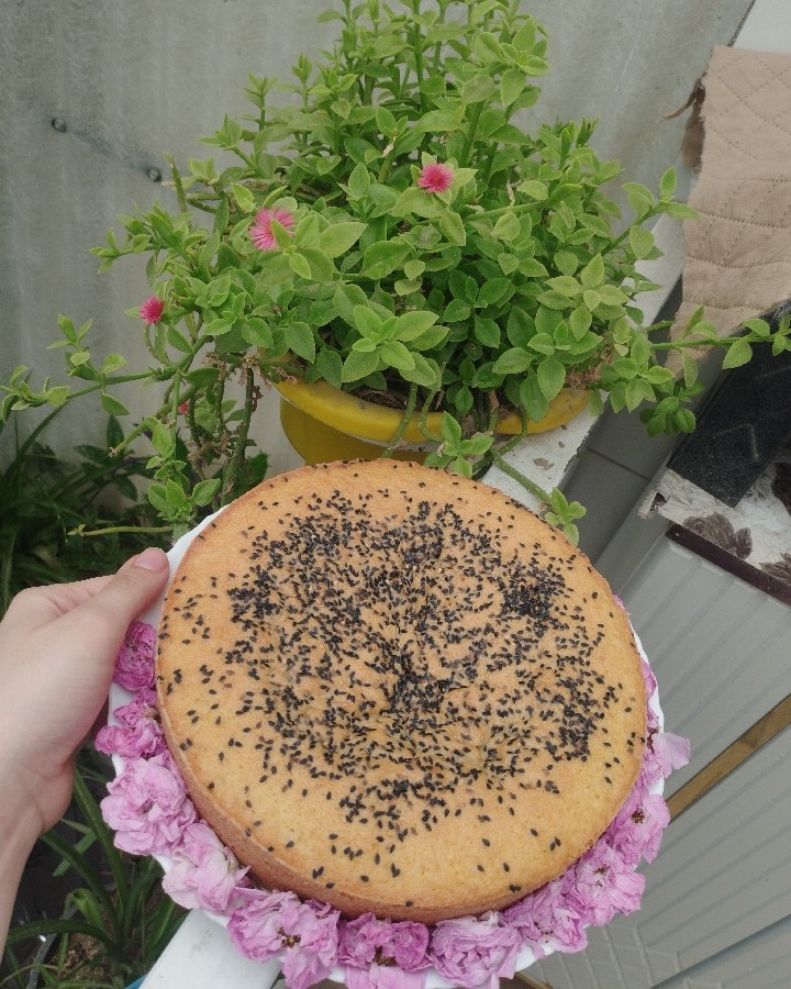 عکس کیک وانیلی کنجدی