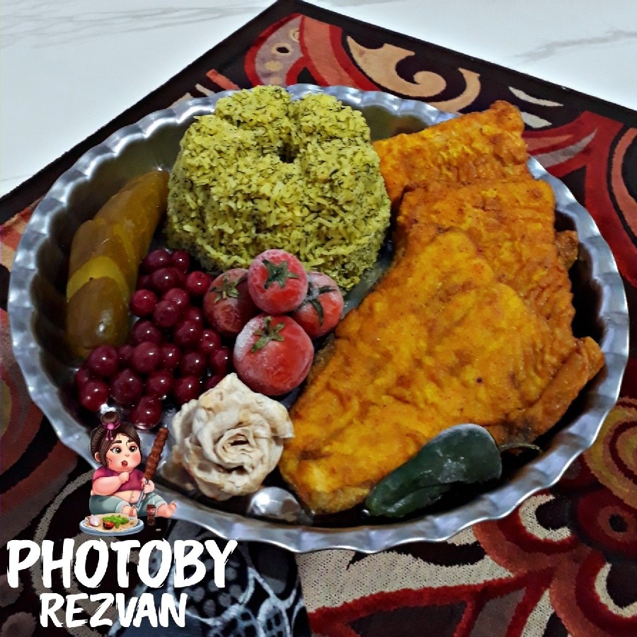 عکس شوید پلو با ماهیᩘ