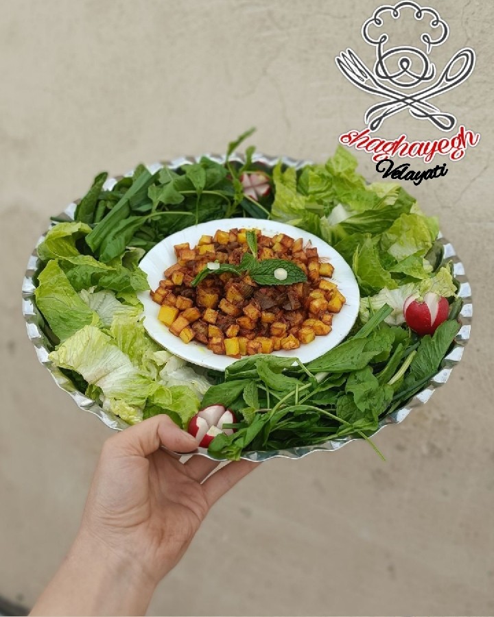 عکس خوراک جیگر گوسفندی با دورچین کپشن مهمممم