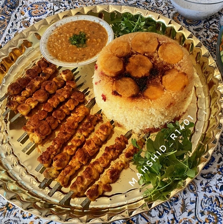 عکس البالو پلو و مرغ حلزونی