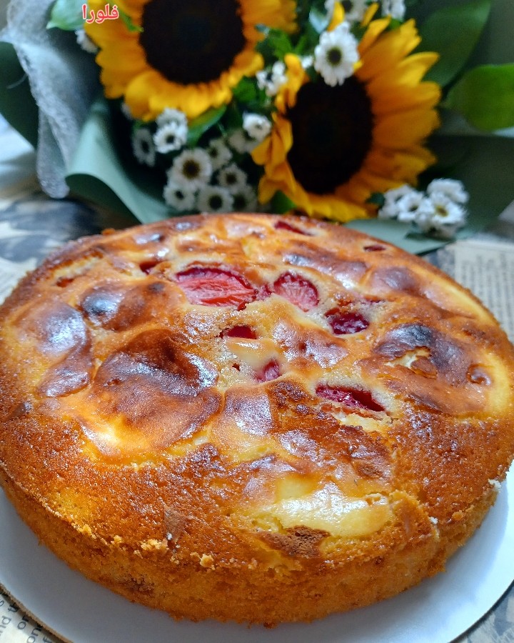 عکس چیز کیک پنبه ای توت فرنگی