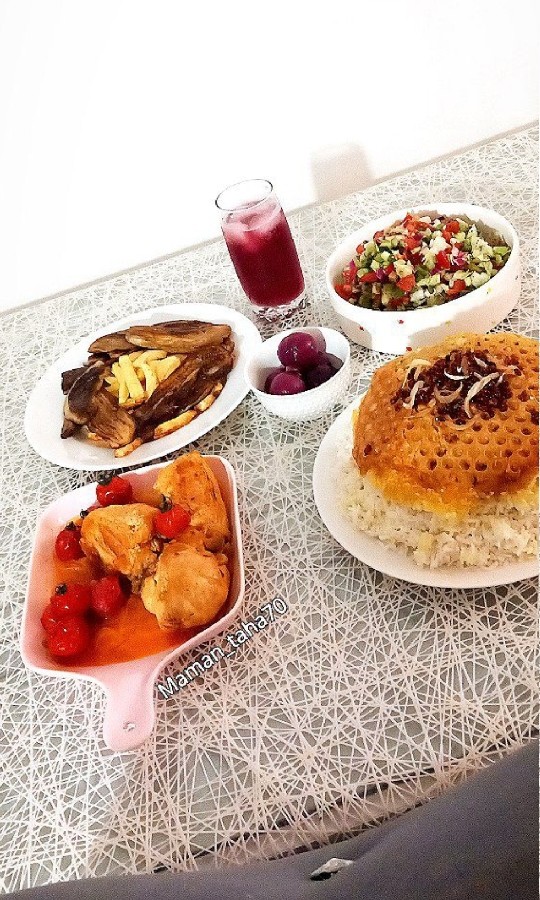 عکس خوراک مرغ و بادمجان