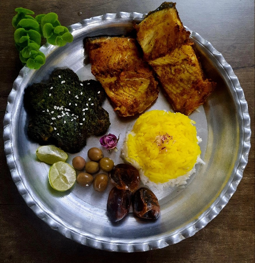 عکس ماهی+کوکو سبزی +پلو