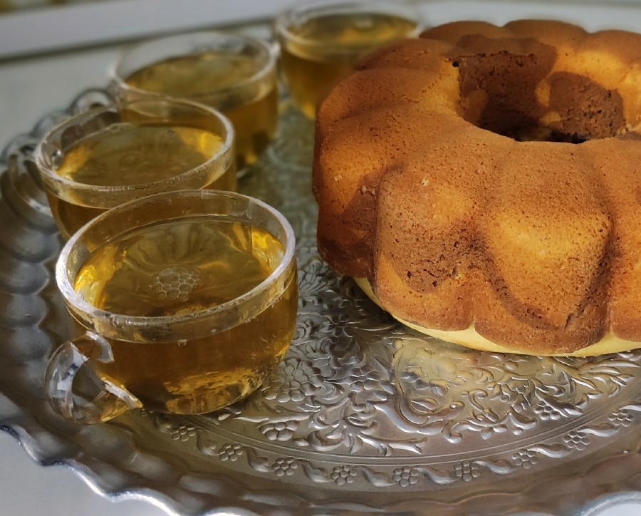 عکس كيك خانگی و دمنوش آرامش بخش??