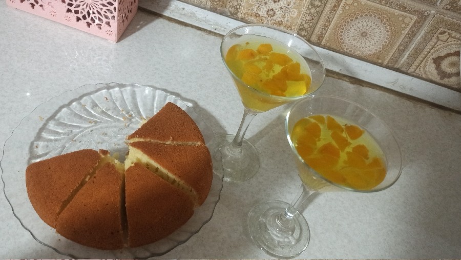 عکس ژله شلیل و کیک موز