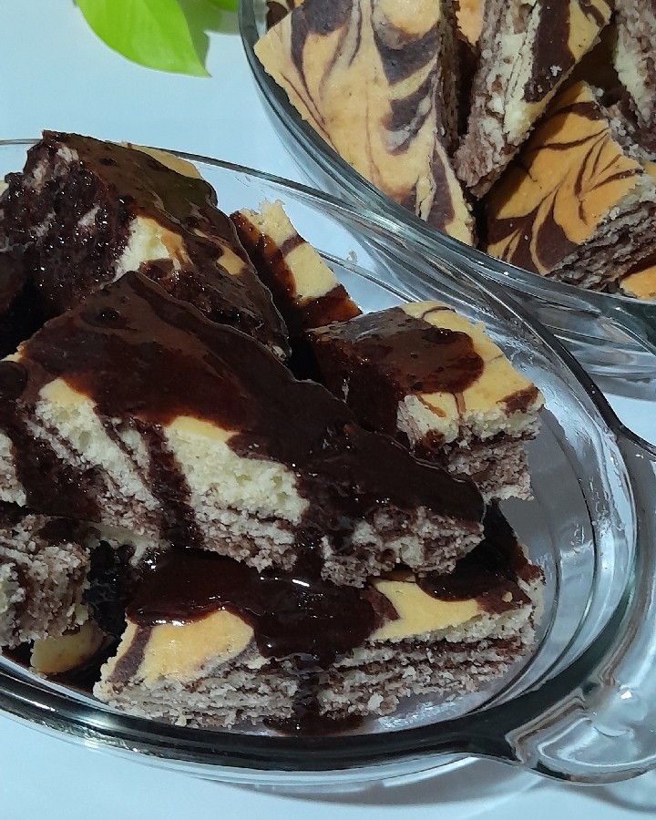 عکس کیک زبرا(دورنگ) شکلاتی