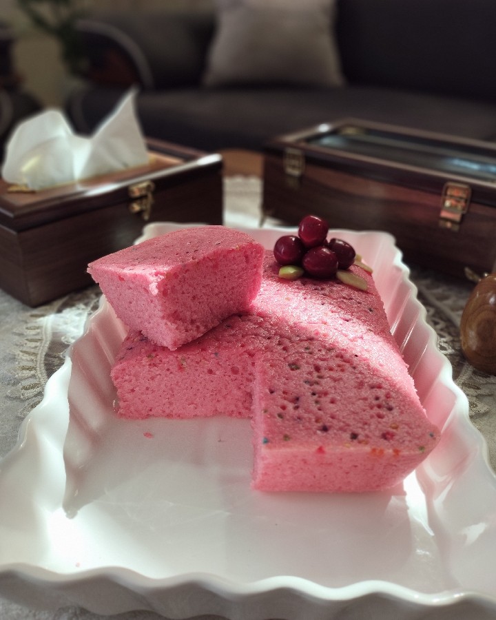 عکس کیک صورتی با پودر ژله ??