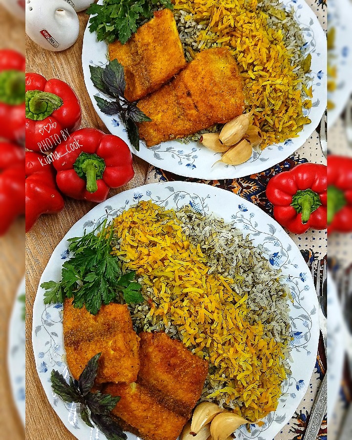 عکس باقالی پلو با ماهی(قزل)