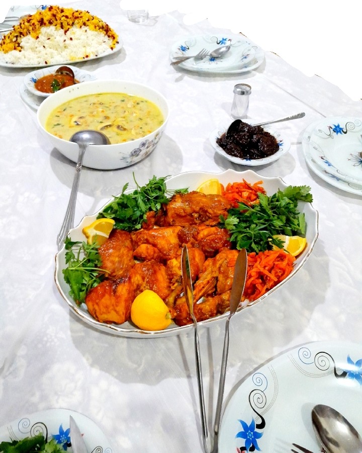 عکس خورش مرغ مجلسی وسوپ شیر