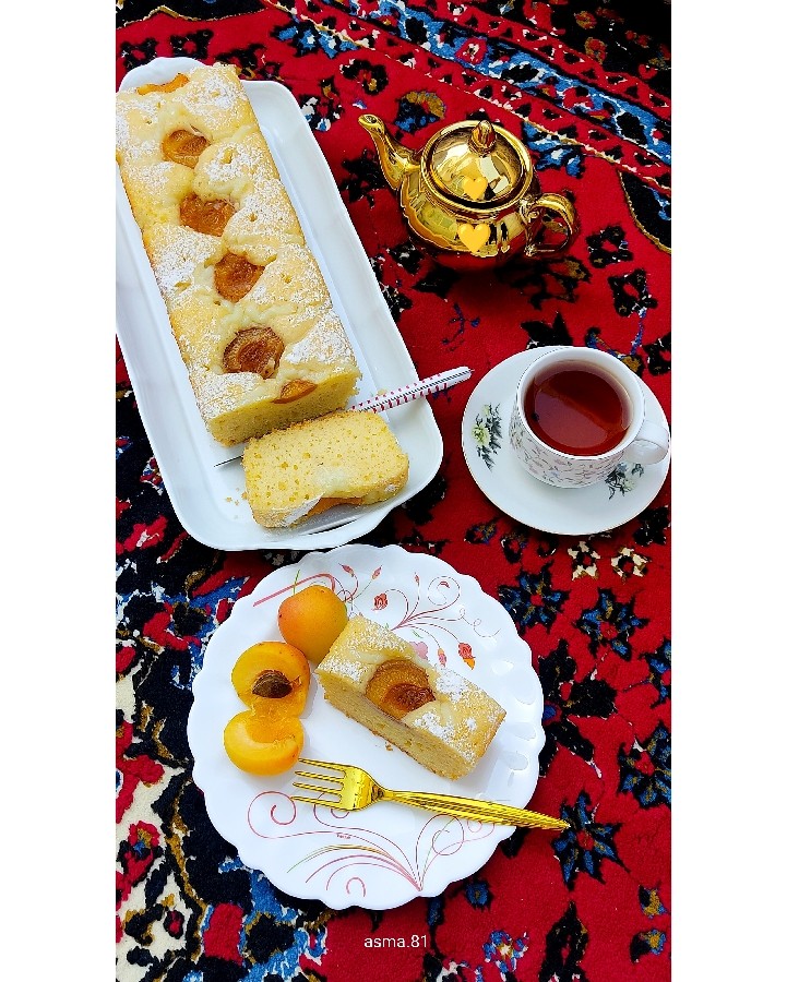عکس کیک زردآلو با کرم وانیلی