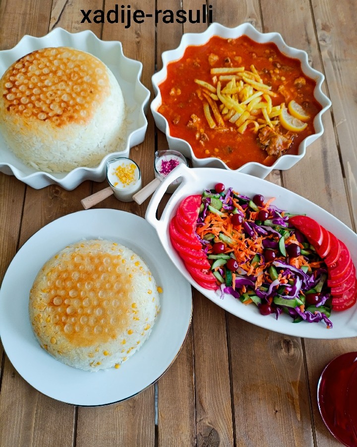 عکس قیمه و لپه پلو سالاد فصل 