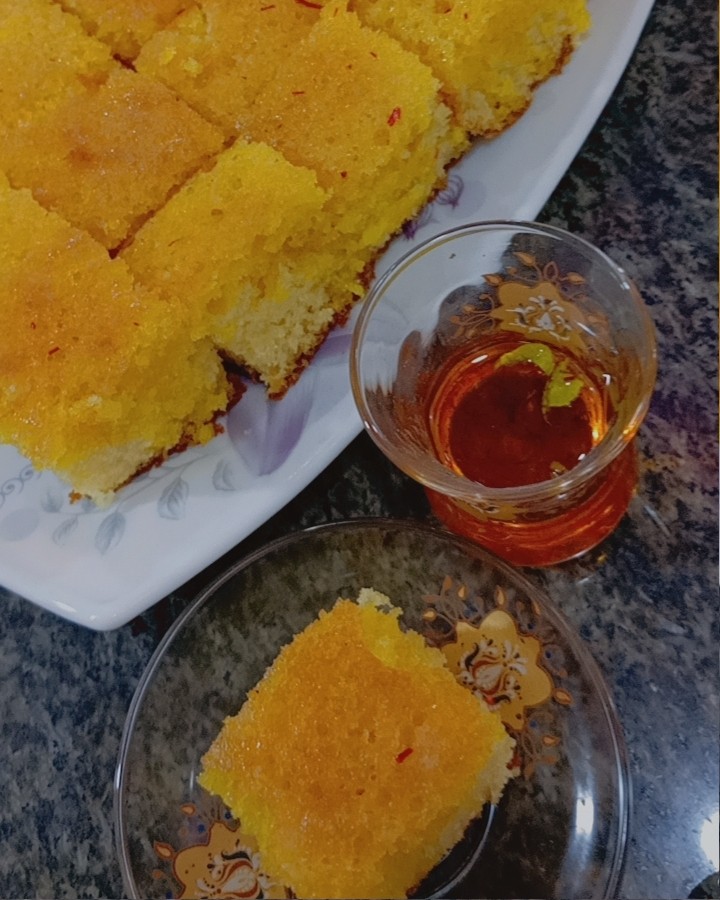 کیک، شربت زعفران:) 