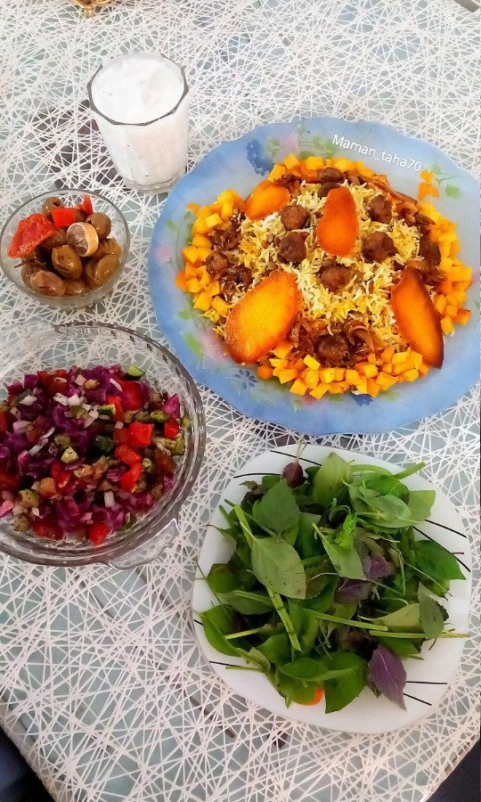 عکس عدس پلو با گوشت قلقلی