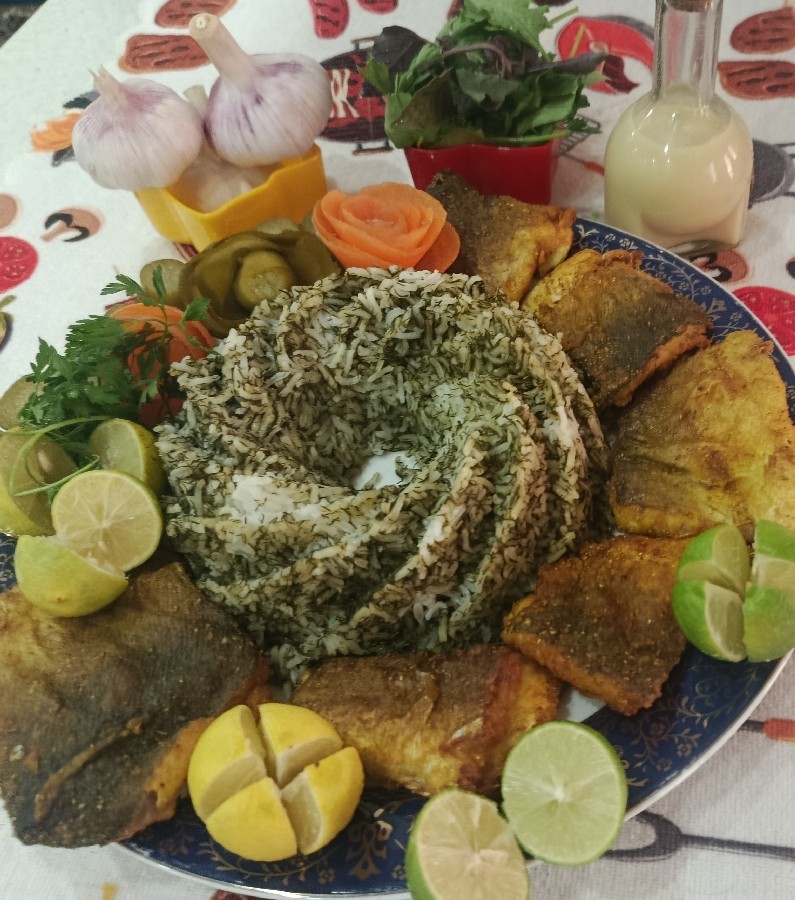 عکس شوید پلو با ماهی 