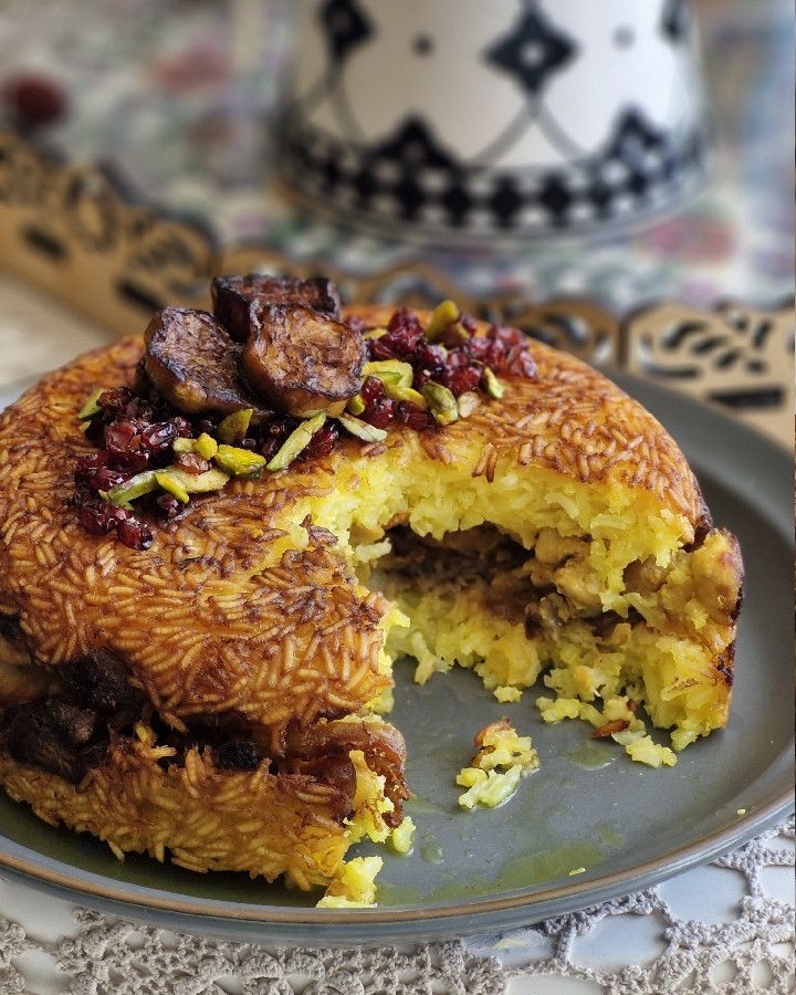 عکس ته چین مرغ و بادمجان