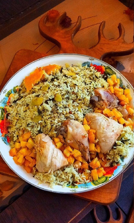 عکس باقالی پلو با مرغ