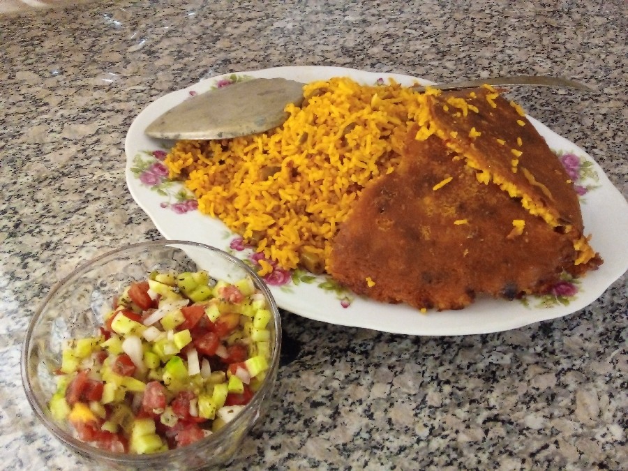 عکس لوبیا پلو با ته دیگ آردی 