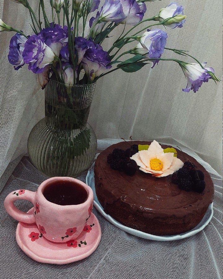 عکس کیک نسکافه گردویی