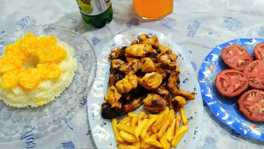 عکس جوجه کباب زعفرانی 
