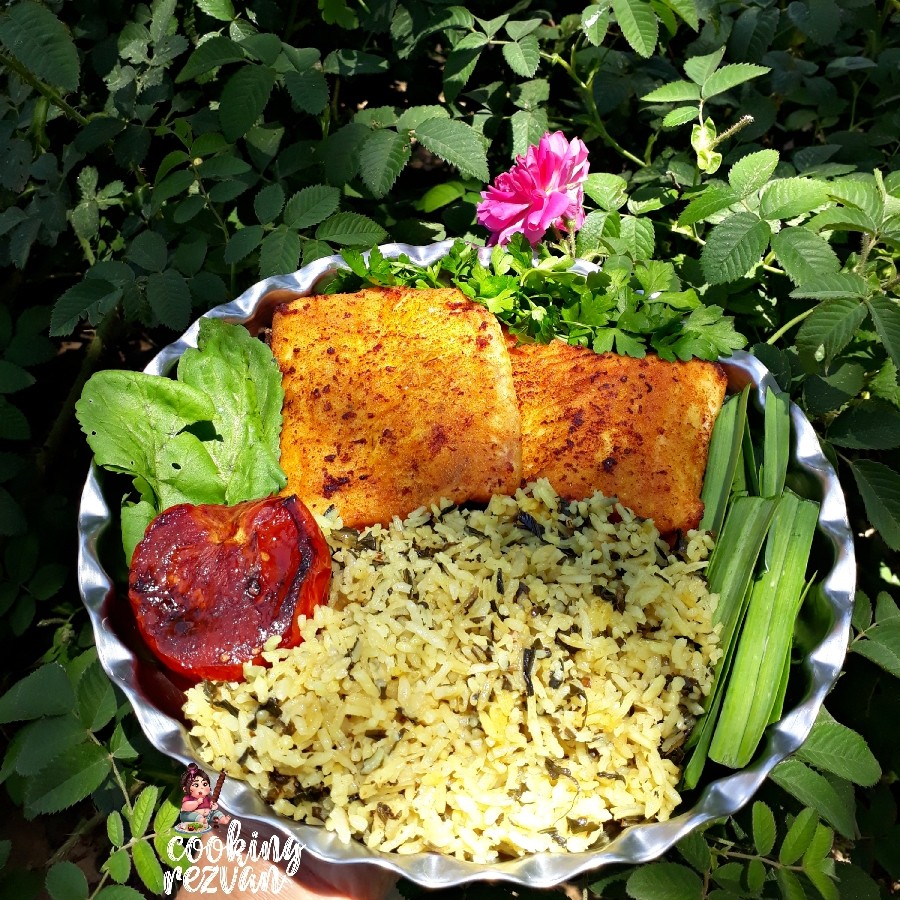 عکس تَره پلو با ماهی