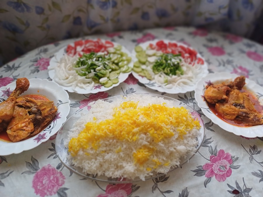 عکس برنج ومرغ...سالاد