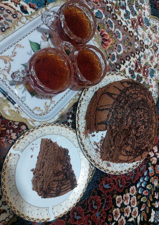 عکس کیک  اسفنجی کاکائویی 