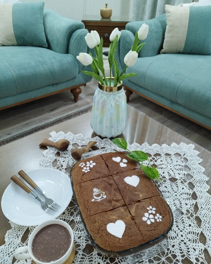 عکس کیک وانیلی کاکائویی