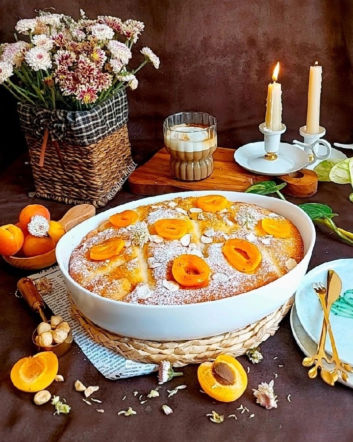 عکس کیک کرمدار زردآلو