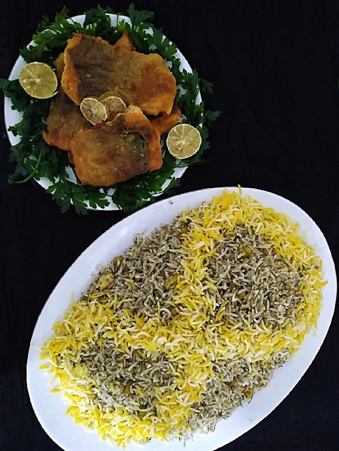 عکس شوید پلو با ماهی