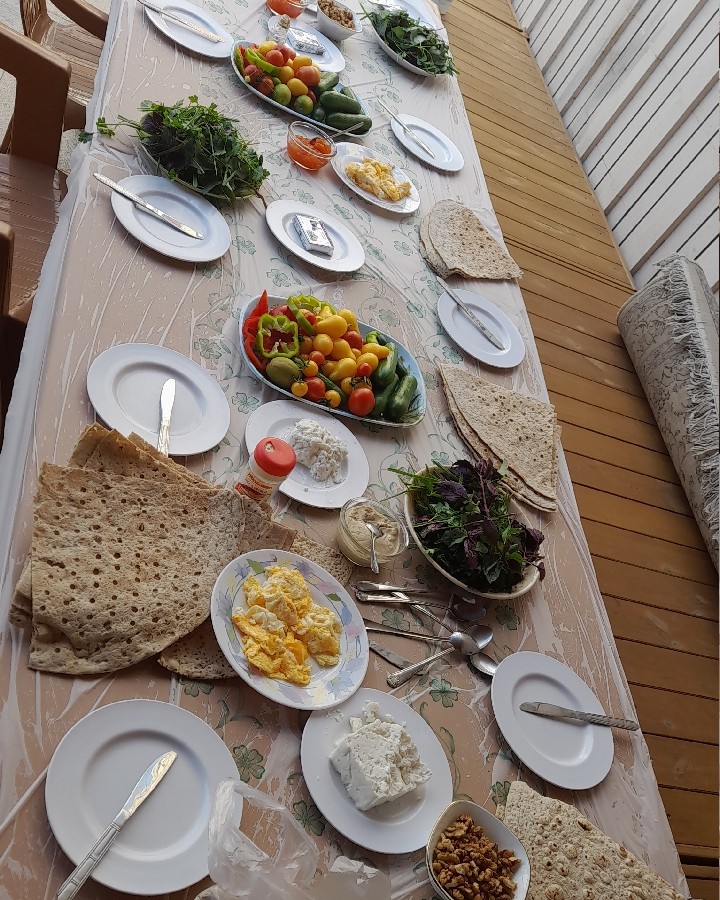 عکس میز صبحانه 
تموم سبزیجات روی میز ارگانیک و از خود باغ چیدیم 
جاتون سبز دوستای گلم?