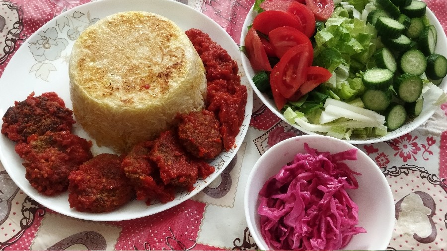 عکس کباب تابه ای با کته تابه ای