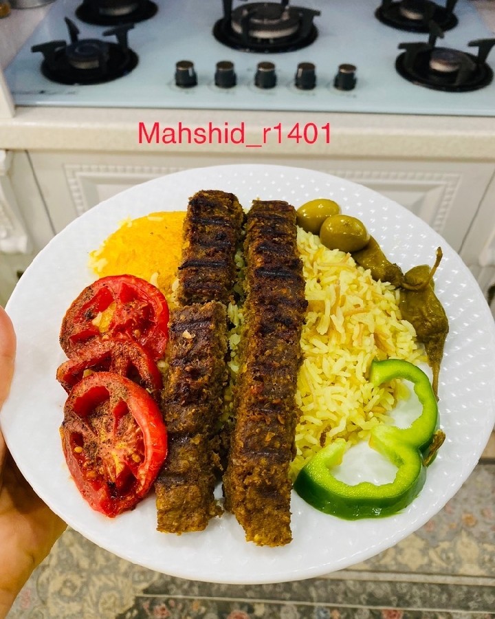 عکس رشته پلو و کباب تابه