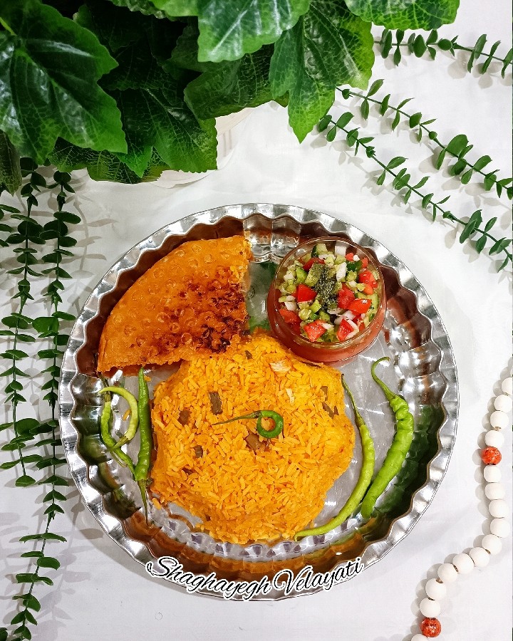عکس لوبیا پلو با سالاد شیرازی کپشن مخصوص خودت