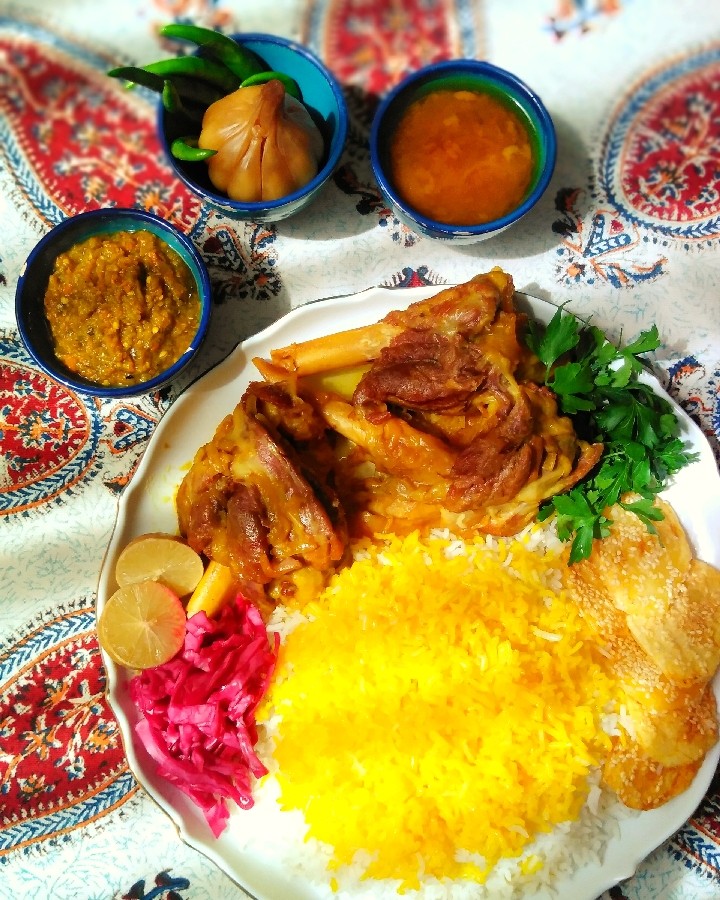 عکس چلو ماهیچه زعفرانی
