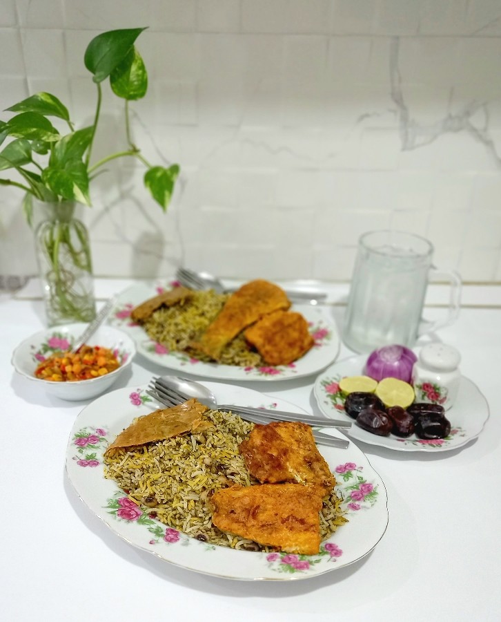عکس شوید پلو با ماهی