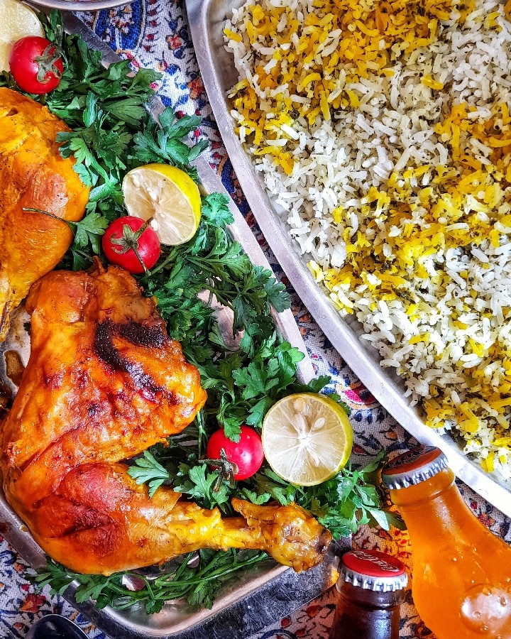 عکس سبزی پلو بامرغ زعفرونی