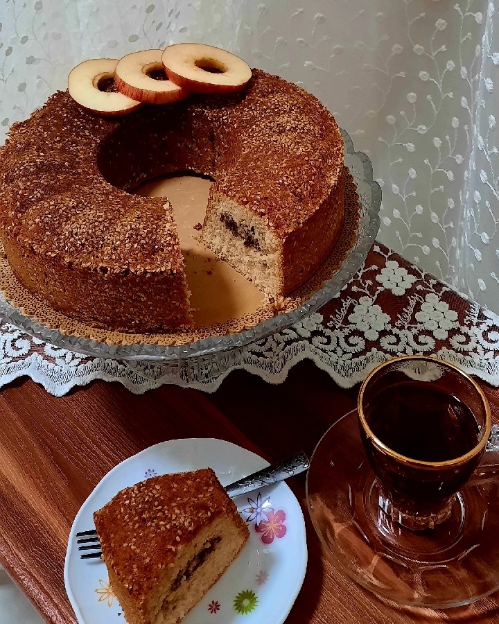 عکس کیک سیب ودارچین و نارگیل