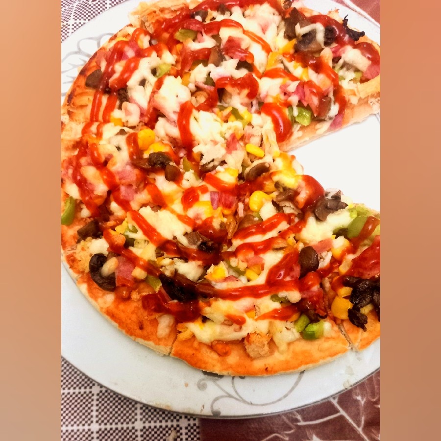 #پیتزا _قارچ و مرغ