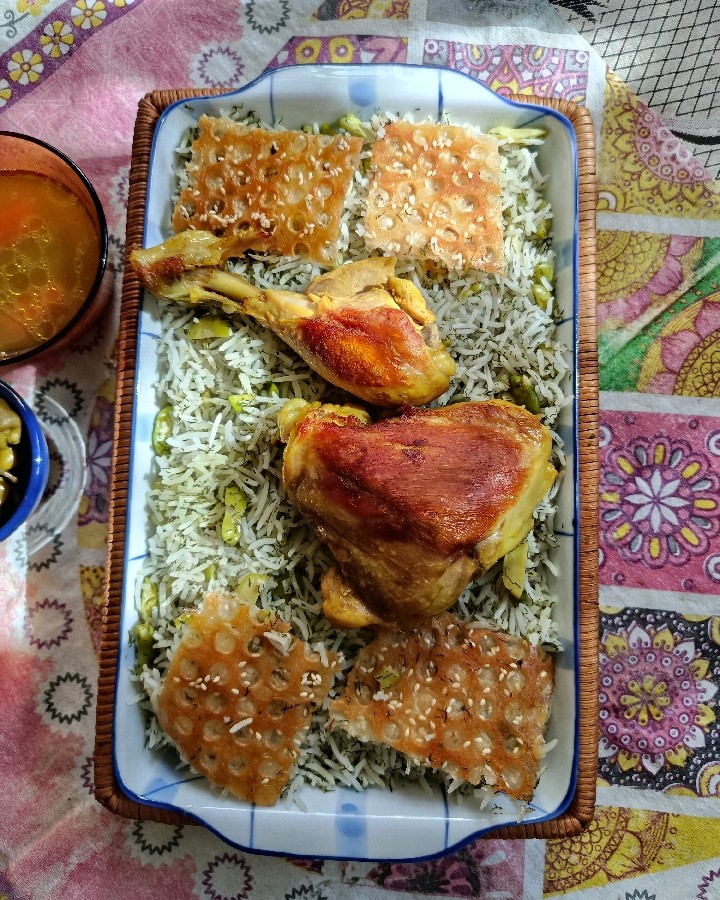 باقالی پلو با مرغ