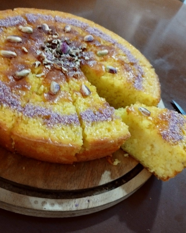 عکس کیک باقلوایی پسته و گلاب 