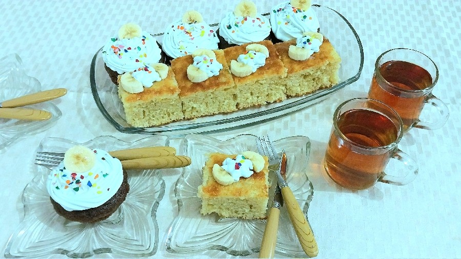 کیک وانیلی#شکلاتی 