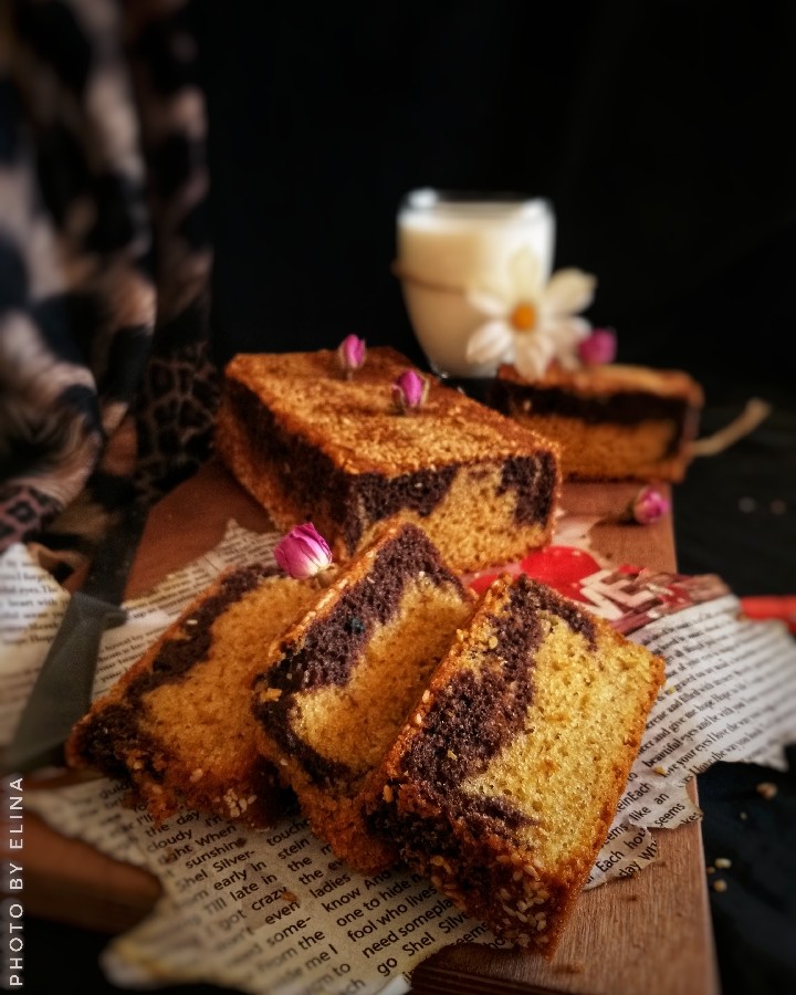عکس کیک کنجدی دورنگ