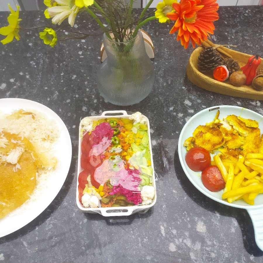 کته با ماهی سرخ شده