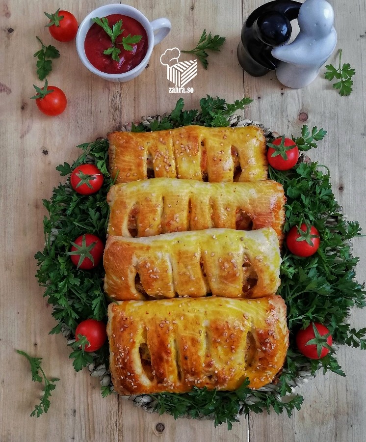 اشترودل مرغ وقارچ