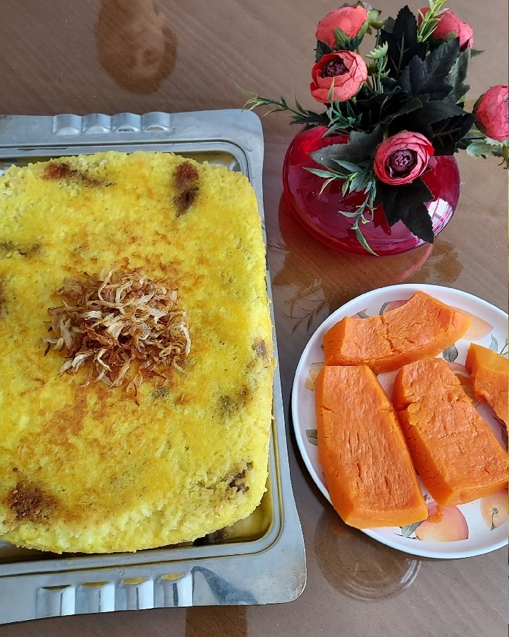 ته چین مرغ و بادمجون 