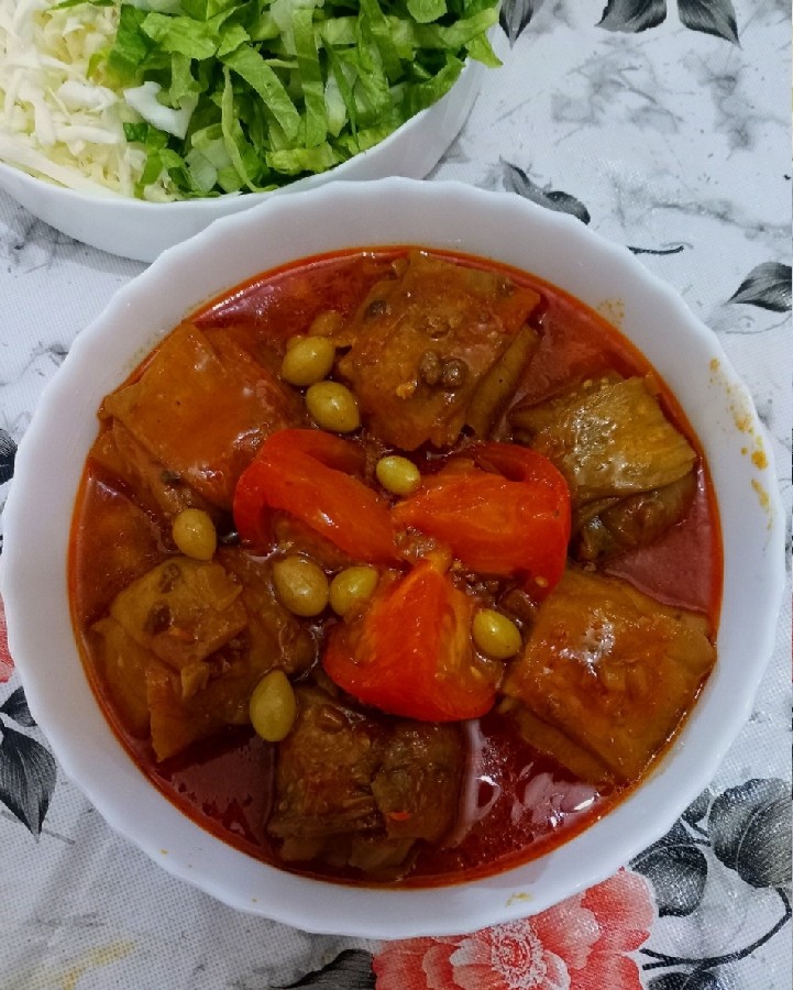 عکس ▪︎/بادمجان بقچه‌ای با گوشت