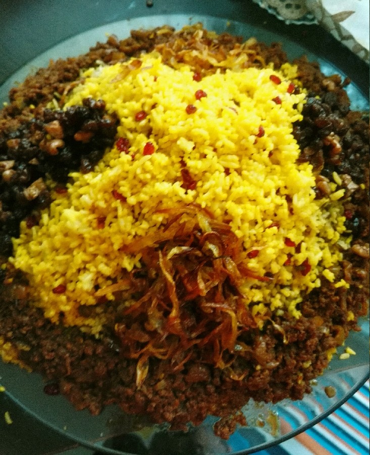 عدس پلو با گوشت 