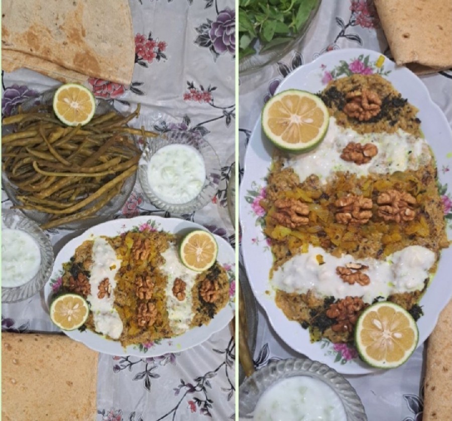 دوستان عزیزم جاتون سبز ناهار امروز ما کشک بادمجون و لوبیا و ماست و خیار